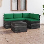 Set Divani da Giardino su Pallet 5 pz con Cuscini Massello Pino