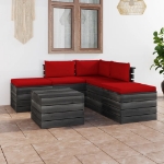 Set Divani da Giardino su Pallet 6 pz con Cuscini Massello Pino