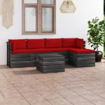 Set Divani da Giardino su Pallet 6 pz con Cuscini Massello Pino