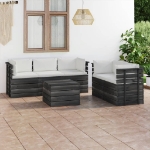 Set Divani da Giardino su Pallet 6 pz con Cuscini Massello Pino