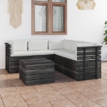 Set Divani da Giardino su Pallet 6 pz con Cuscini Massello Pino