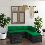 Set Divani da Giardino su Pallet 6 pz con Cuscini Massello Pino