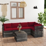 Set Divani da Giardino su Pallet 6 pz con Cuscini Massello Pino