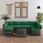 Set Divani da Giardino su Pallet 7 pz con Cuscini Massello Pino