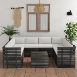 Set Divani da Giardino su Pallet 9 pz con Cuscini Massello Pino