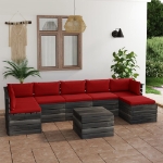 Set Divani da Giardino su Pallet 8 pz con Cuscini Massello Pino