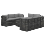 Set Divani da Giardino su Pallet 9 pz con Cuscini Massello Pino