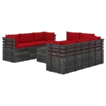 Set Divani da Giardino su Pallet 9 pz con Cuscini Massello Pino