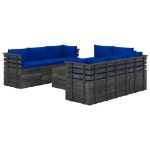 Set Divani da Giardino su Pallet 9 pz con Cuscini Massello Pino