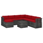 Set Divani da Giardino su Pallet 9 pz con Cuscini Massello Pino