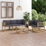 Set Divani da Giardino 6 pz con Cuscini Antracite