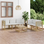 Set Divani da Giardino 6 pz con Cuscini Crema