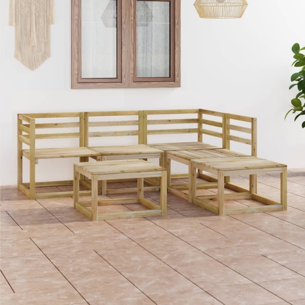 Set Divani da Giardino 6 pz in Legno di Pino Impregnato Verde