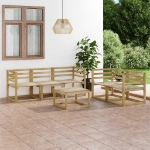 Set Divani da Giardino 6 pz in Legno di Pino Impregnato Verde