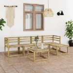 Set Divani da Giardino 6 pz in Legno di Pino Impregnato Verde