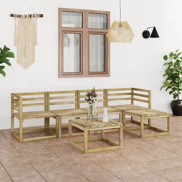 Set Divani da Giardino 6 pz in Legno di Pino Impregnato Verde