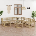 Set Divani da Giardino 9 pz in Legno di Pino Impregnato Verde