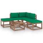 Set Divani da Giardino 6 pz con Cuscini Verdi