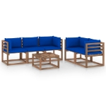 Set Divani da Giardino 6 pz con Cuscini Blu