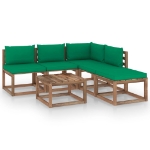 Set Divani Giardino su Pallet 6 pz con Cuscini Pino Impregnato