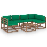 Set Divani Giardino su Pallet 7 pz con Cuscini Pino Impregnato