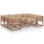 Set Divani da Giardino 9 pz con Cuscini Beige