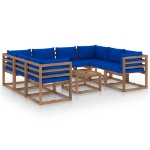 Set Divani da Giardino 9 pz con Cuscini Blu