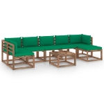 Set Divani da Giardino 8 pz con Cuscini Verdi