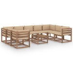 Set Divani da Giardino 10 pz con Cuscini Beige