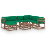 Set Divani da Giardino 8 pz con Cuscini Verdi