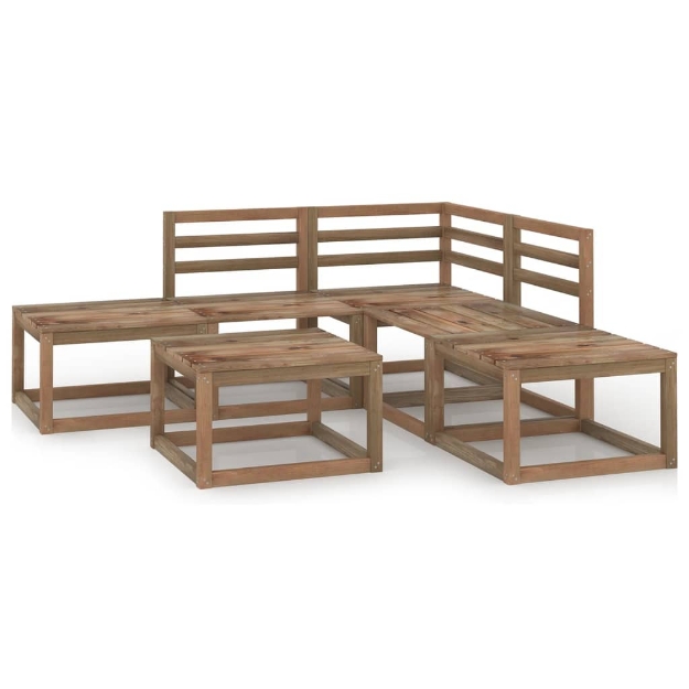 Set Divani Giardino 6 pz in Legno di Pino Impregnato Marrone