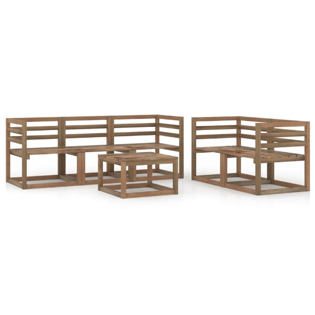 Set Divani Giardino 6 pz in Legno di Pino Impregnato Marrone