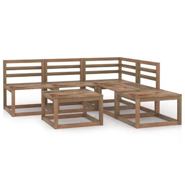 Set Divani Giardino 6 pz in Legno di Pino Impregnato Marrone