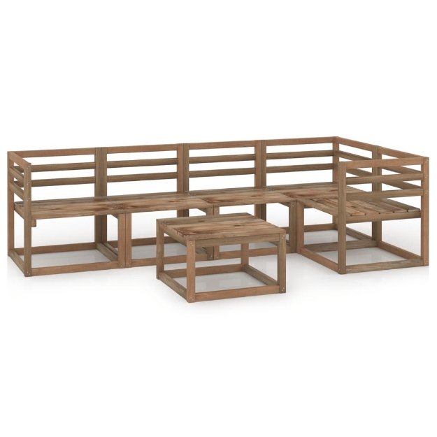 Set Divani Giardino 6 pz in Legno di Pino Impregnato Marrone