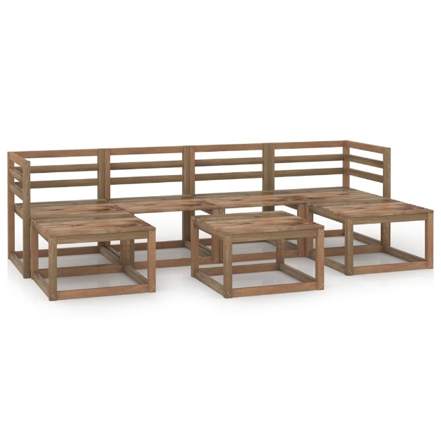 Set Divani Giardino 7 pz in Legno di Pino Impregnato Marrone