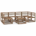 Set Divani Giardino 7 pz Marrone in Legno di Pino Impregnato