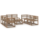 Set Divani Giardino 9 pz in Legno di Pino Impregnato Marrone