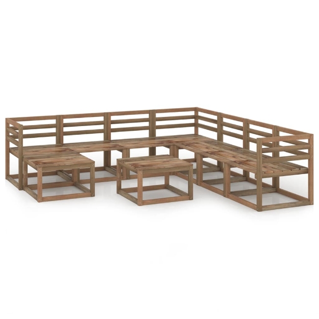 Set Divani Giardino 9 pz in Legno di Pino Impregnato Marrone