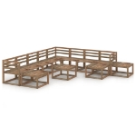 Set Divani Giardino 12 pz in Legno di Pino Impregnato Marrone