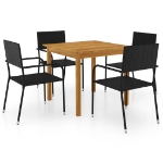 Set Mobili da Pranzo per Giardino 5 pz Nero