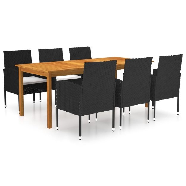 Set Mobili da Pranzo per Giardino 7 pz Nero