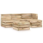 Set Divani da Giardino 5 pz in Legno di Pino Impregnato Verde