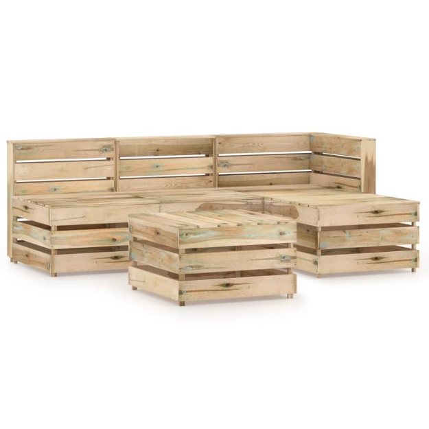 Set Divani da Giardino 5 pz in Legno di Pino Impregnato Verde