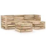 Set Divani da Giardino 5 pz in Legno di Pino Impregnato Verde