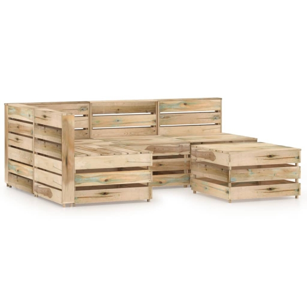 Set Divani da Giardino 5 pz in Legno di Pino Impregnato Verde