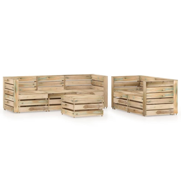 Set Divani da Giardino 6 pz in Legno di Pino Impregnato Verde