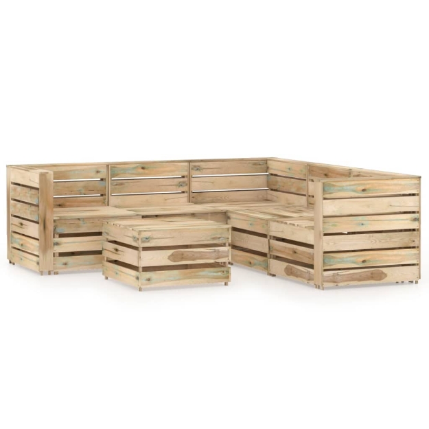 Set Divani da Giardino 6 pz in Legno di Pino Impregnato Verde