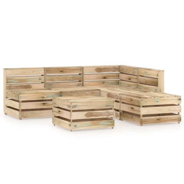 Set Divani da Giardino 6 pz in Legno di Pino Impregnato Verde