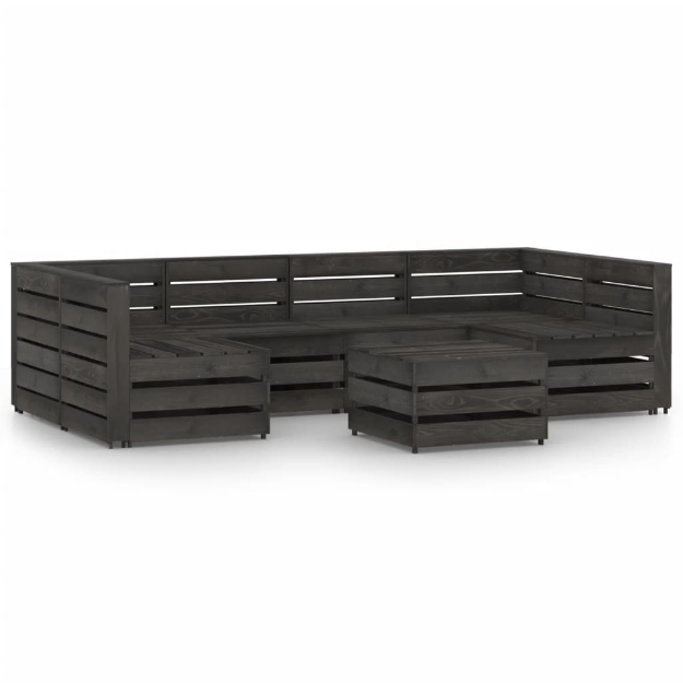 Set Divani da Giardino 7 pz in Legno di Pino Impregnato Grigio