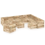 Set Divani da Giardino 12 pz in Legno di Pino Impregnato Verde